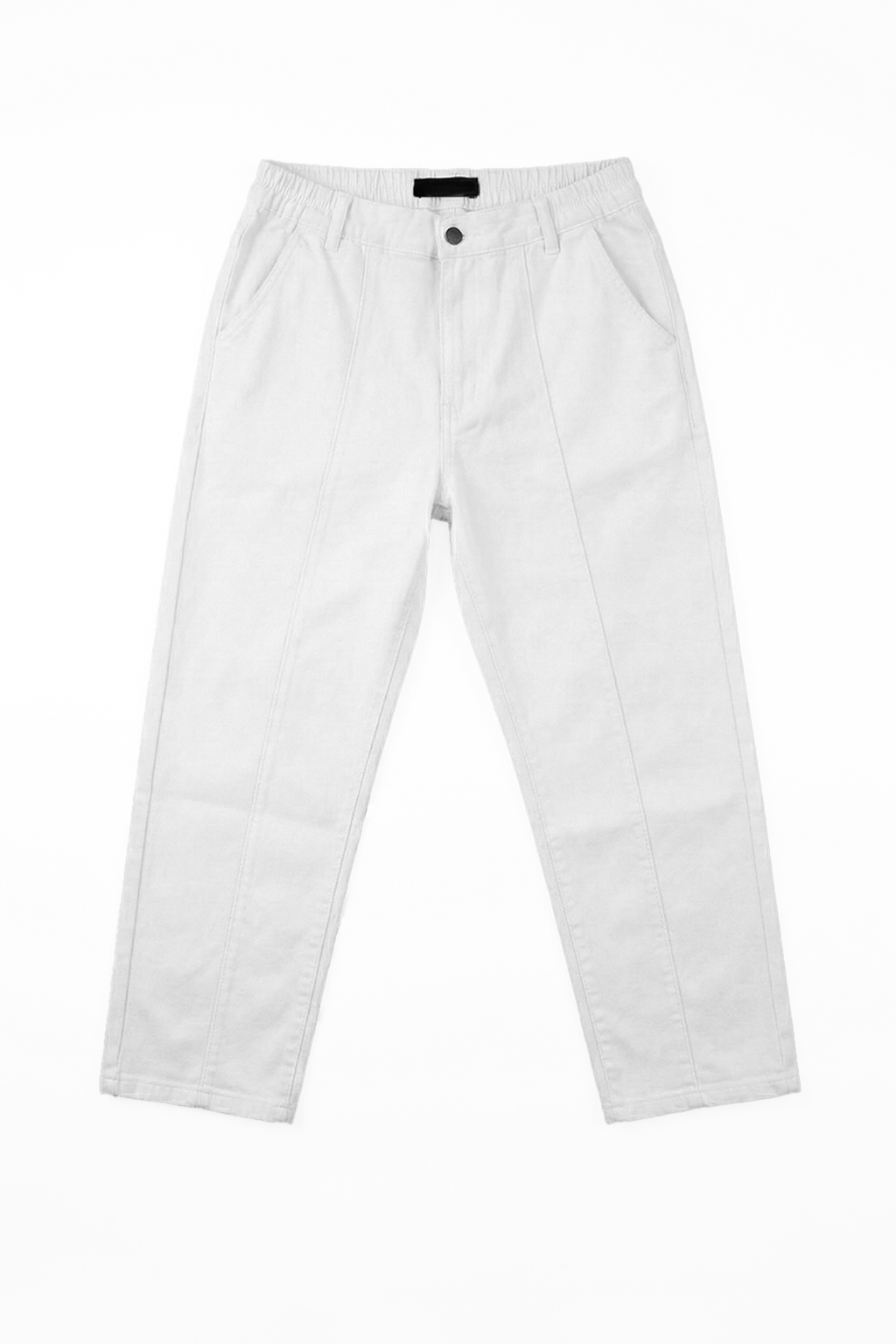 French Terry Off White Pleated Denim