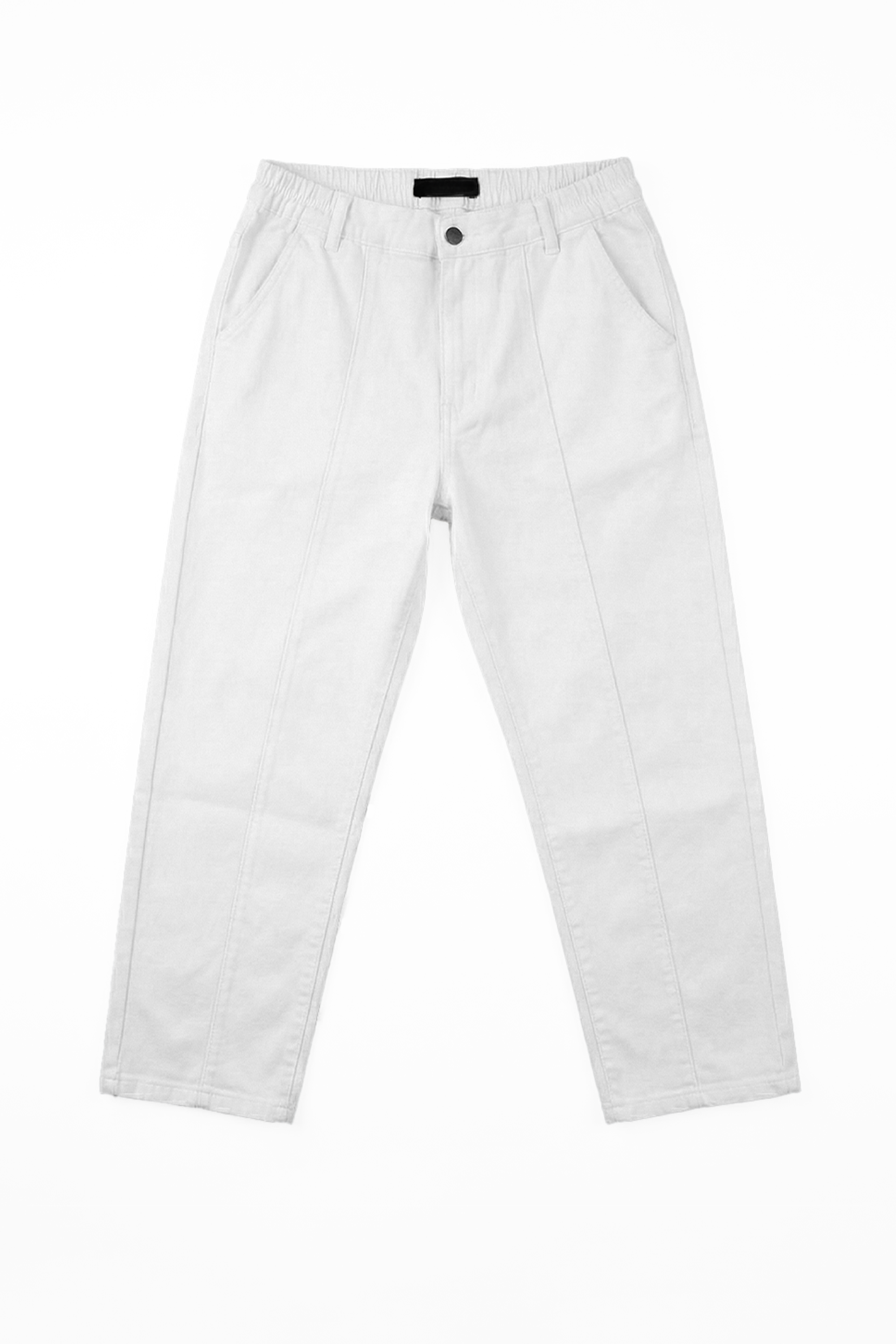 French Terry Off White Pleated Denim