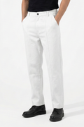 French Terry Off White Pleated Denim