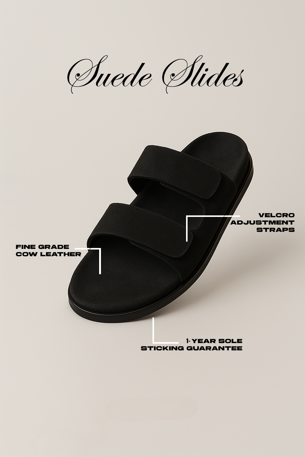 Black Suede Slides