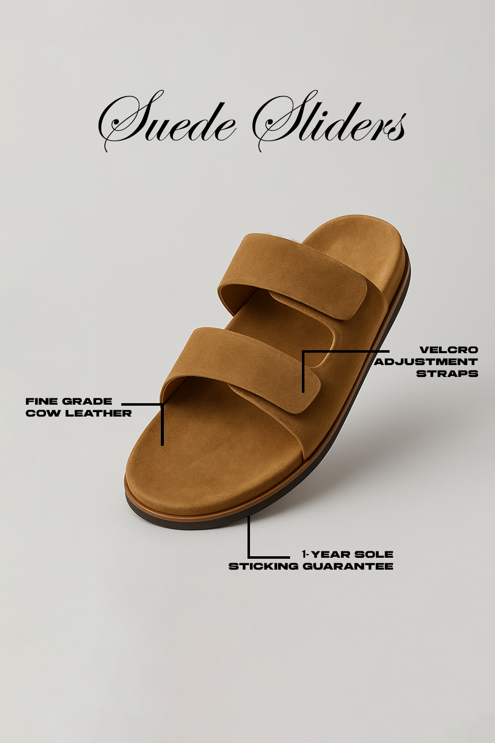 Tan Brown Suede Slides