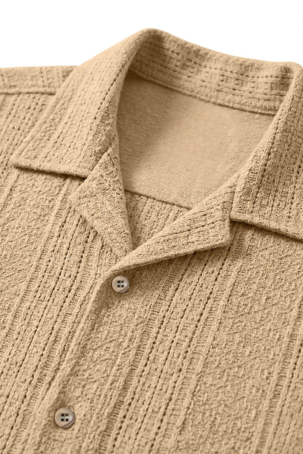 Golden Cable Knit Cuban Collar Shirt