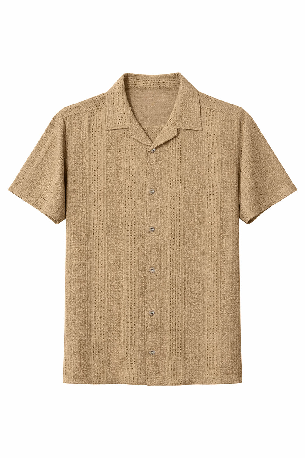 Golden Cable Knit Cuban Collar Shirt