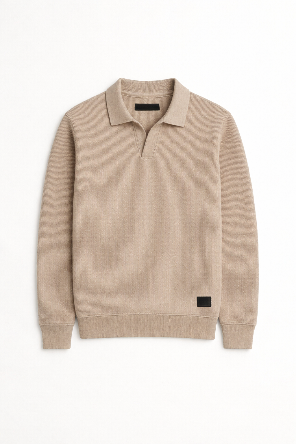 Stone Beige Johnny Collar Ribline Polo