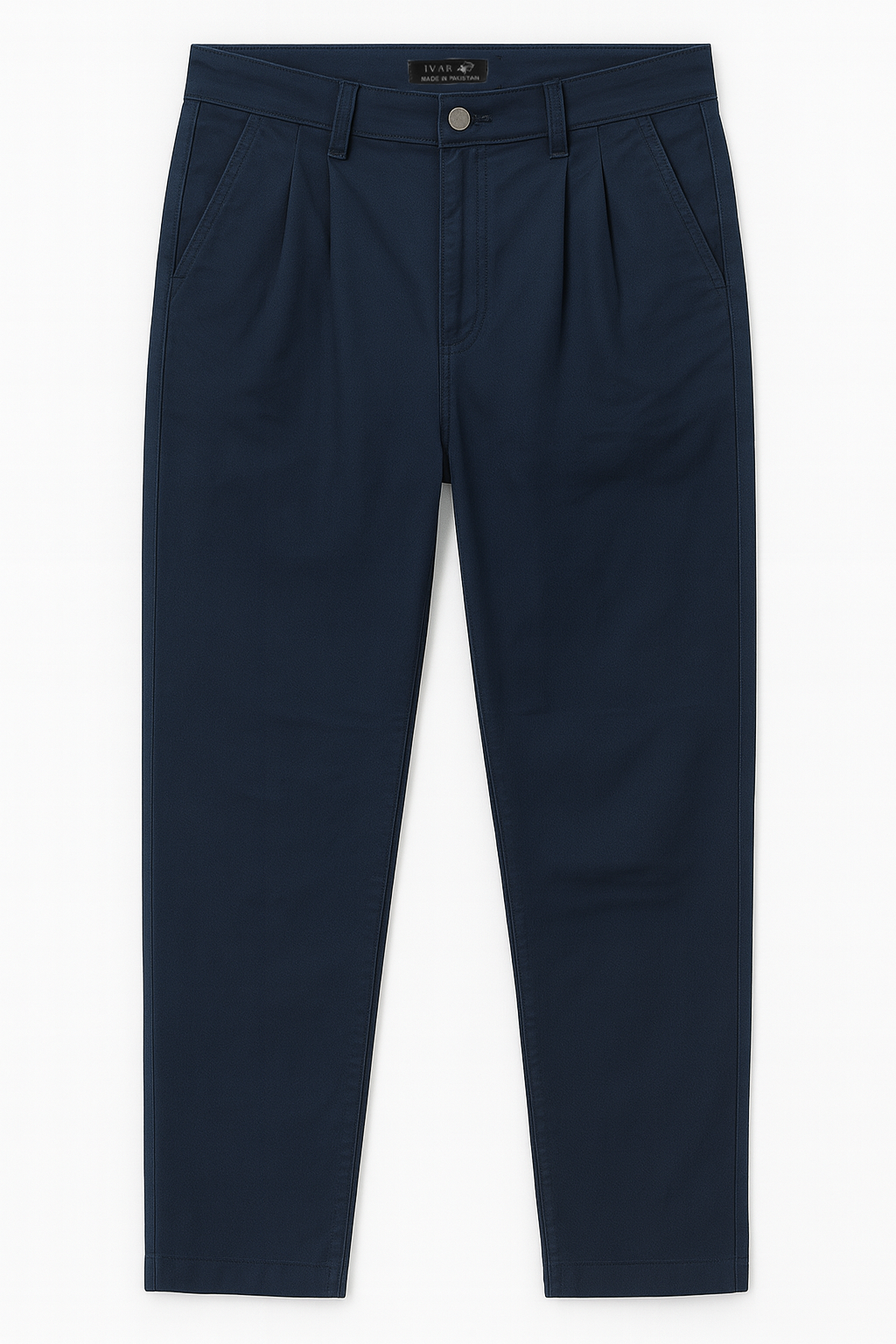 Teal Twill Straight Fit Pleated Pants