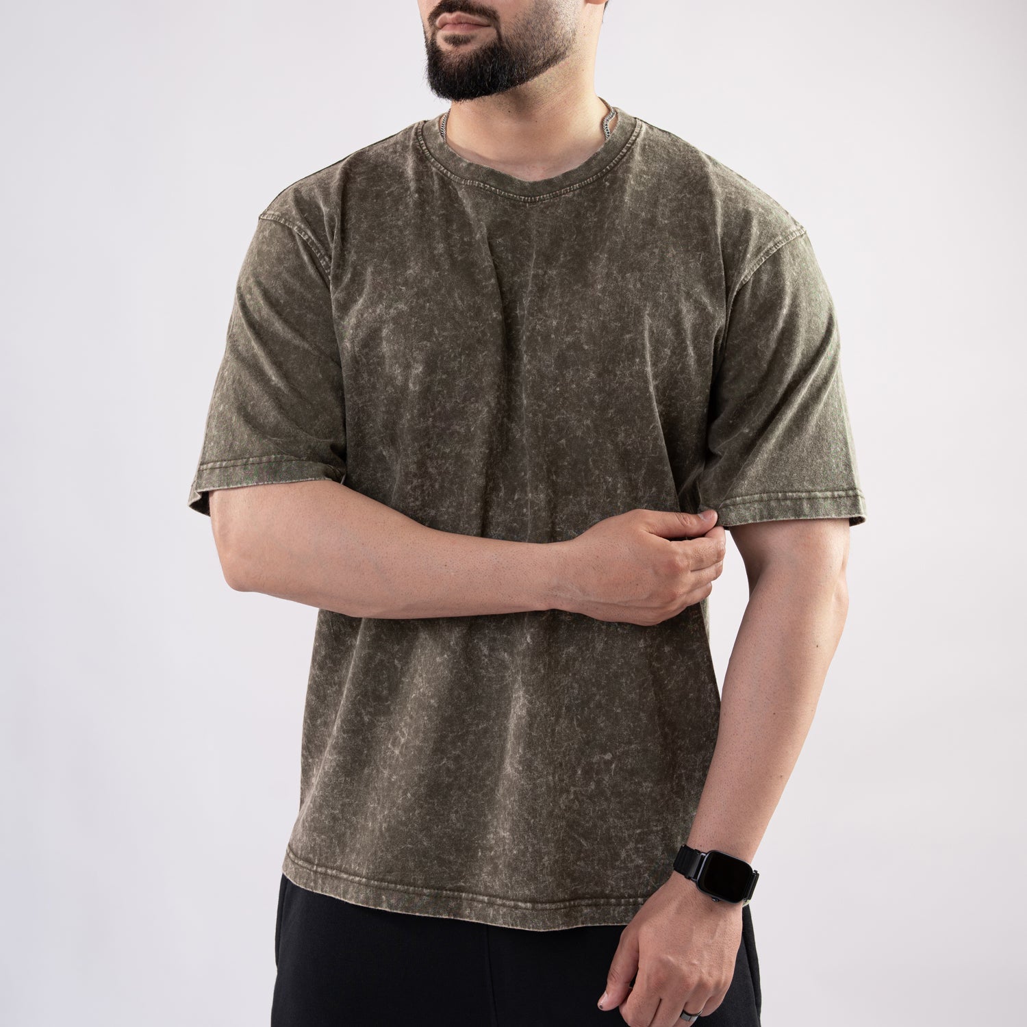 Olive Acid Wash Oversize T-Shirt
