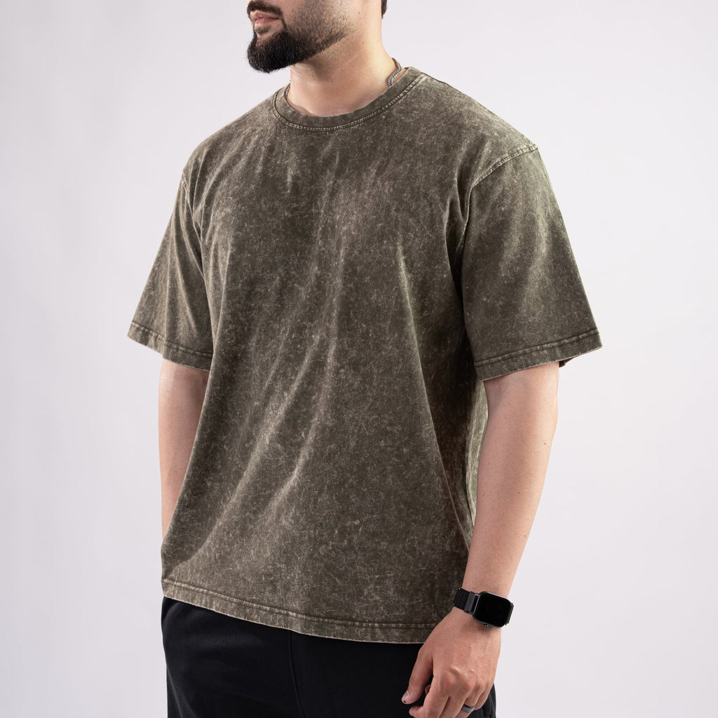 Olive Acid Wash Oversize T-Shirt