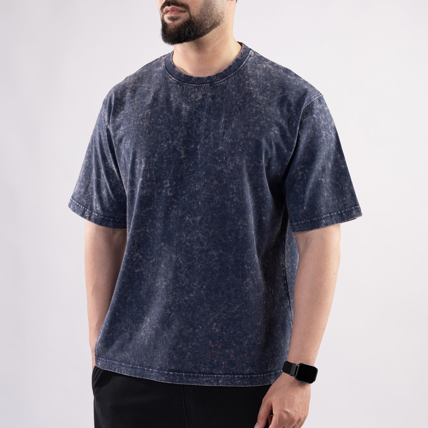 Navy Acid Wash Oversize T-Shirt