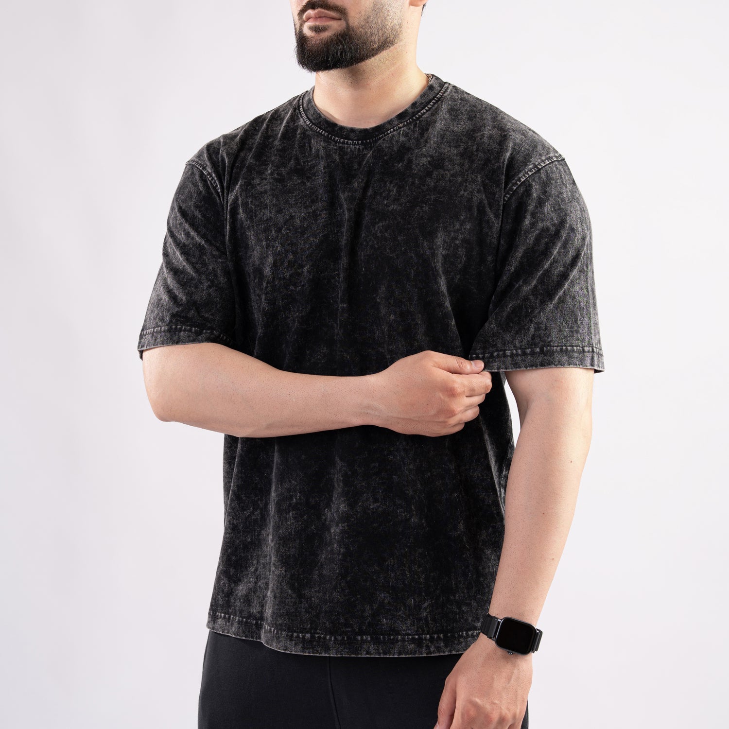Black Acid Wash Oversize T-Shirt