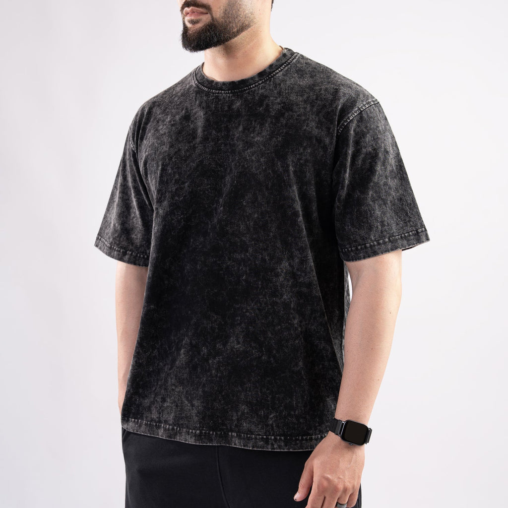 Black Acid Wash Oversize T-Shirt