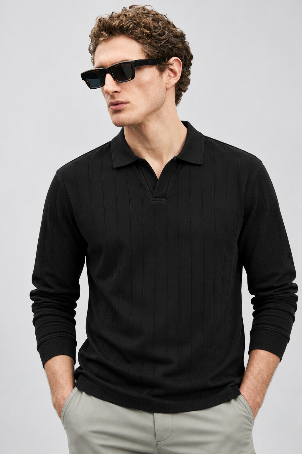 Drop Needle Black Polo