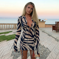 Olesia Zebra Print Summer Cocktail Mini Dress