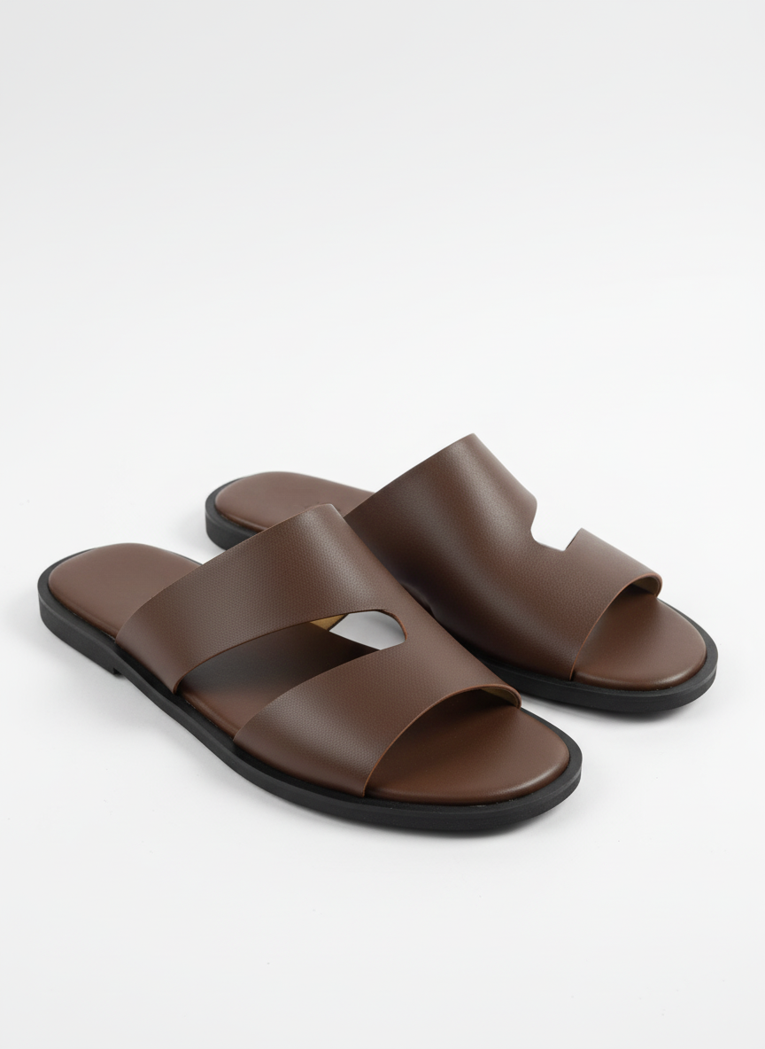 Brown Artisan Leather Slides