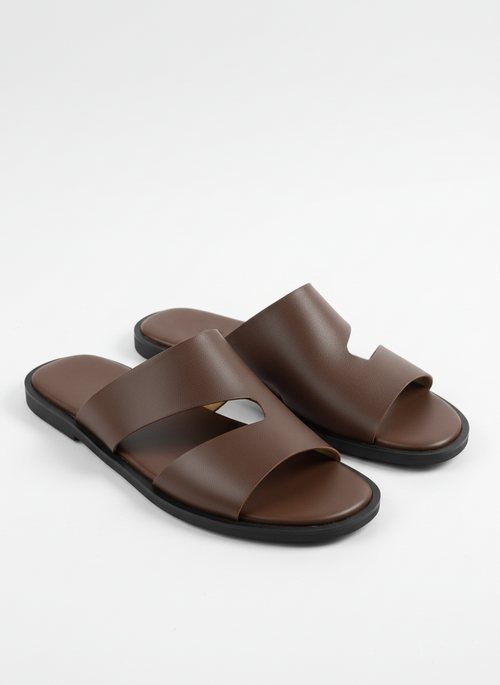 Brown Artisan Leather Slides