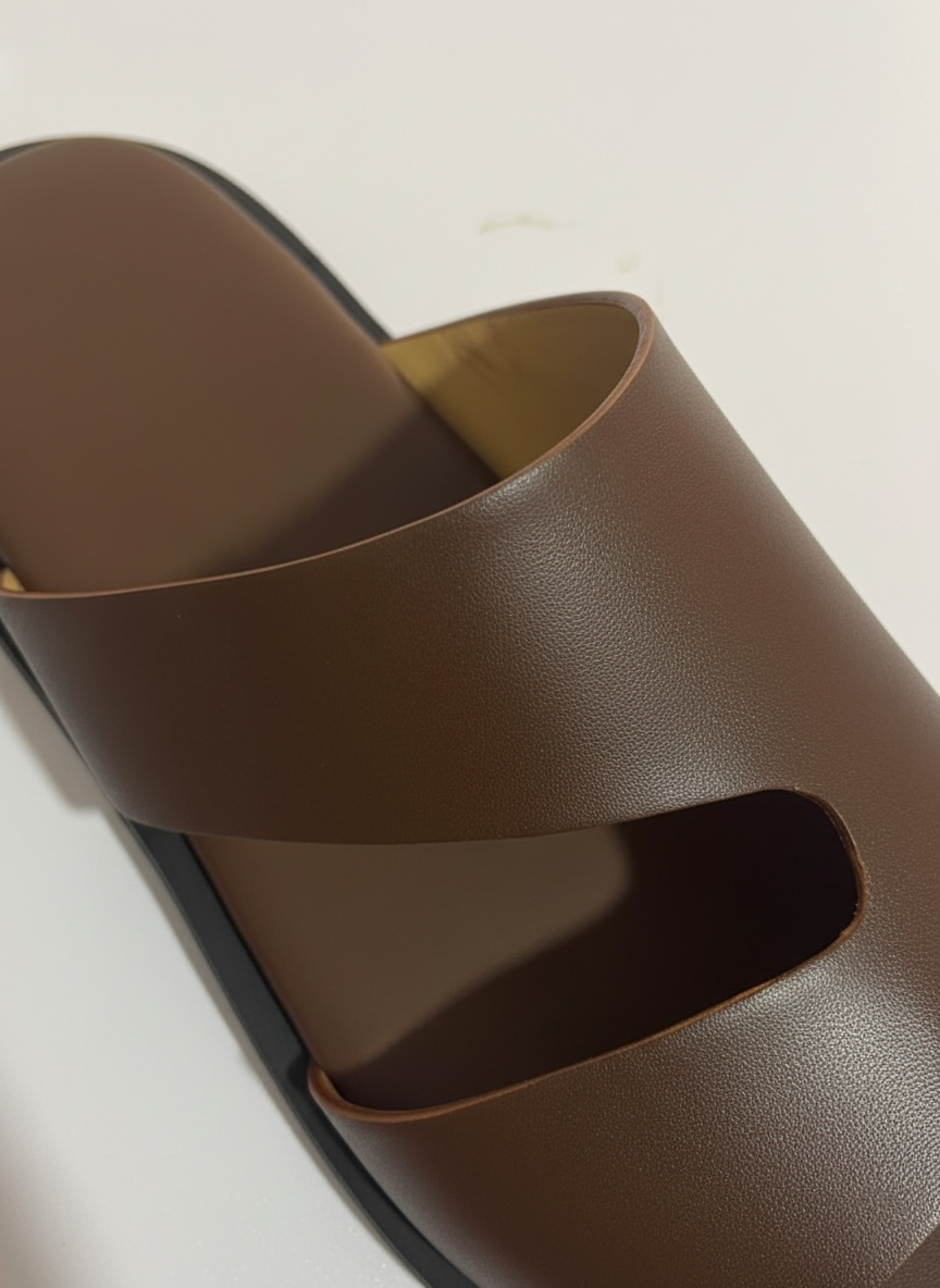 Brown Artisan Leather Slides