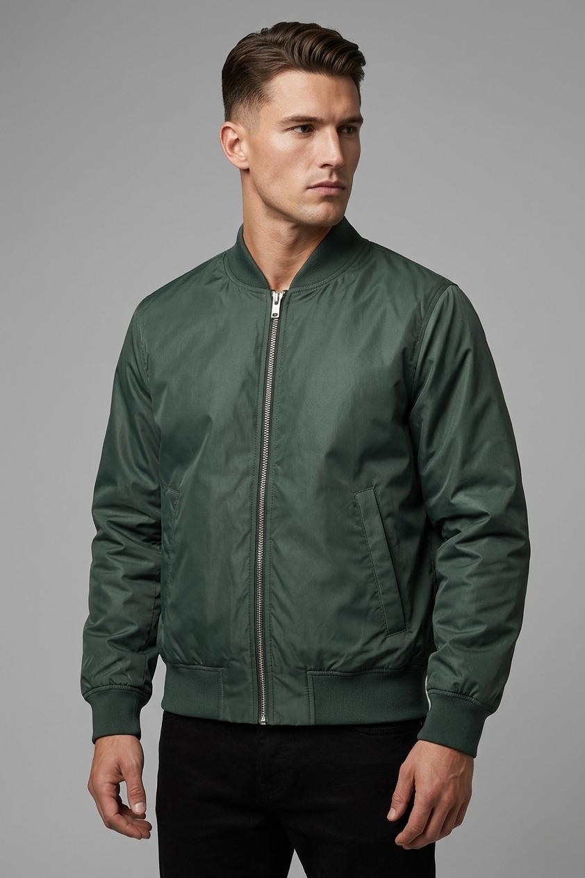 Olive Green Windshell Bomber Jacket