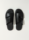 Black Artisan Leather Slides