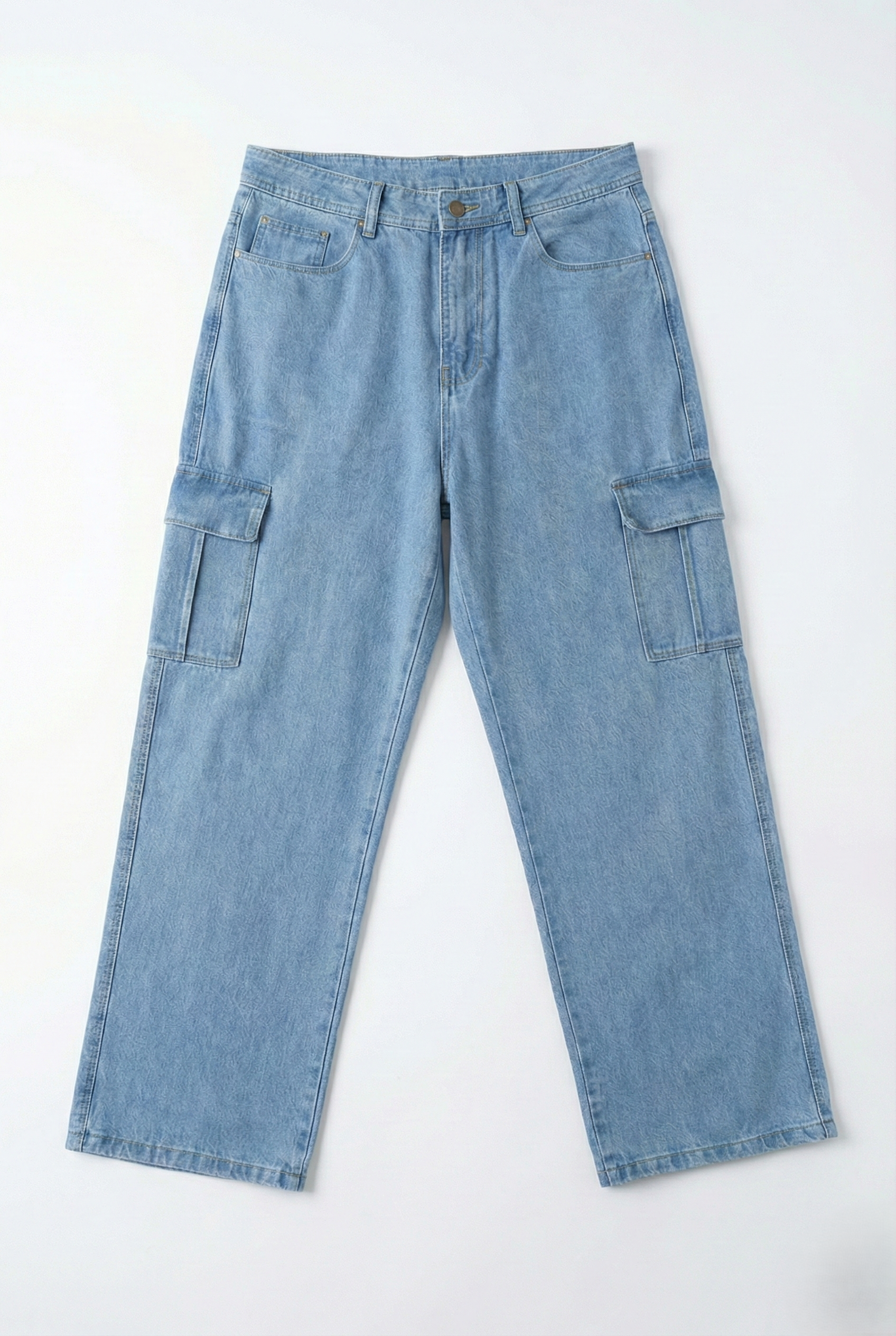 Straight Fit Light Blue Denim Cargos