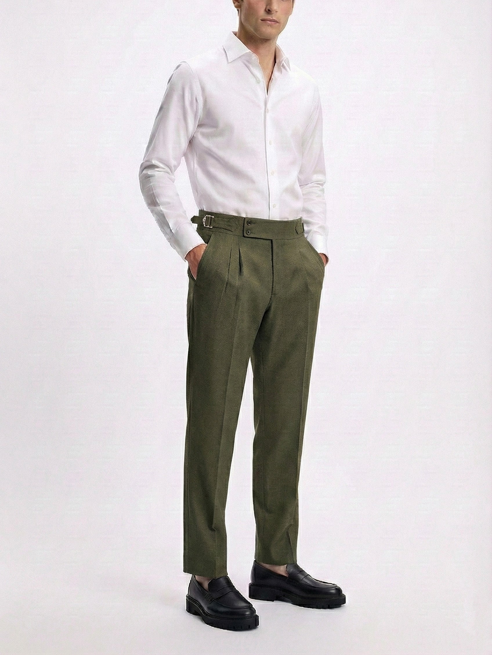 Tobbaco Brown Pleated Gurkha Pants