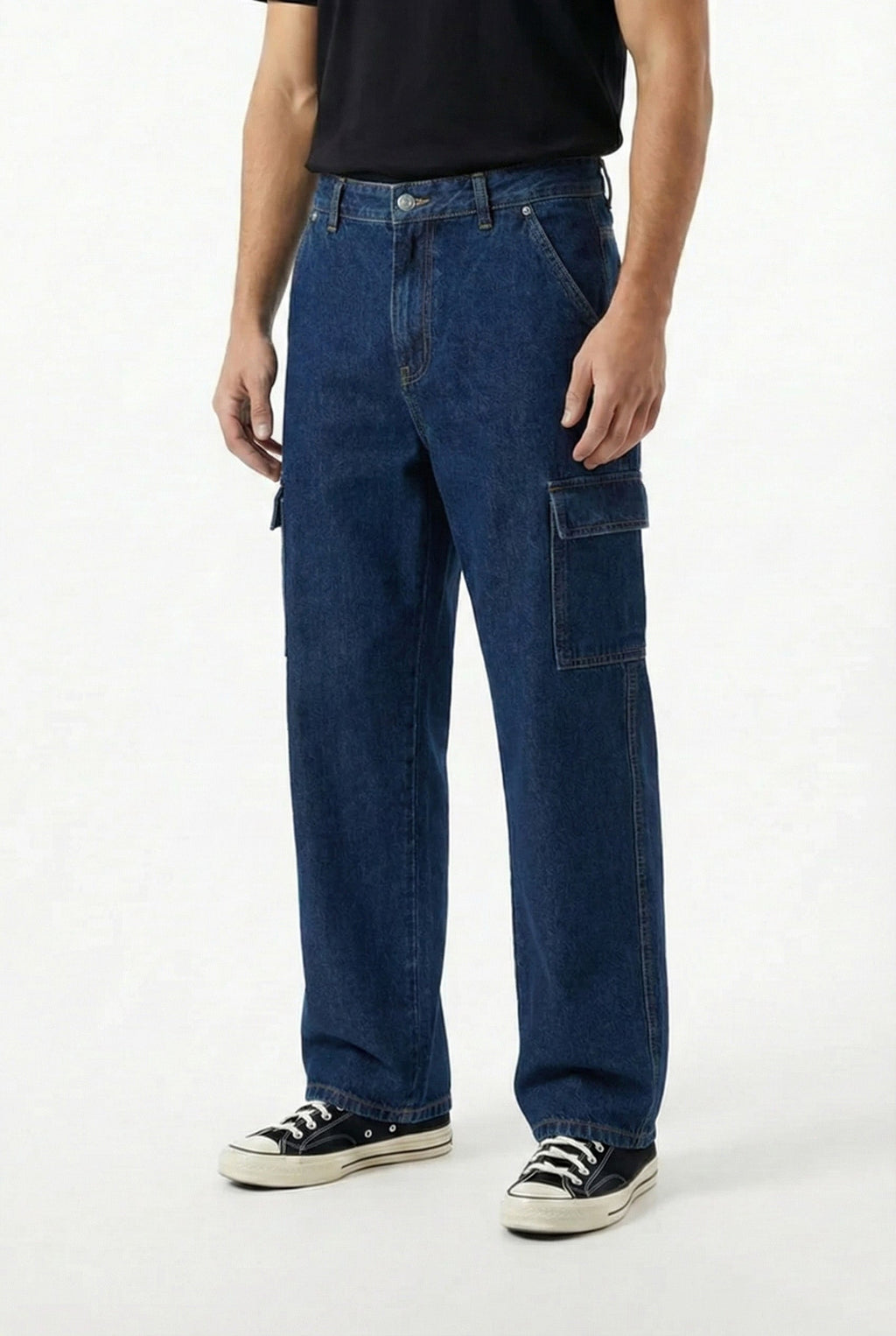 Straight Fit Dark Blue Denim Cargos