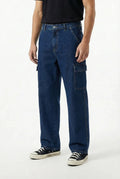 Straight Fit Dark Blue Denim Cargos