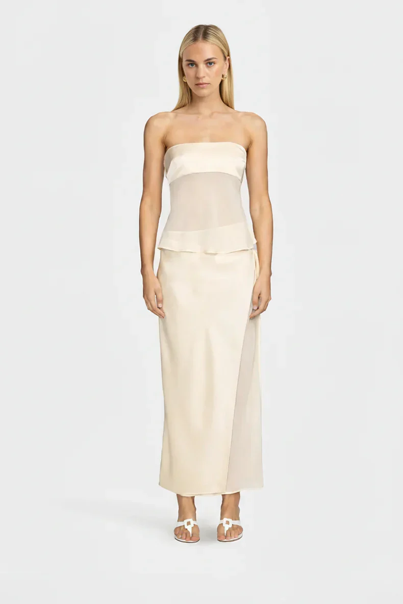 Adelise Sheer Semi Formal Wedding Guest Maxi Dress