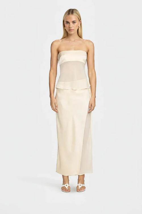 Adelise Sheer Semi Formal Wedding Guest Maxi Dress