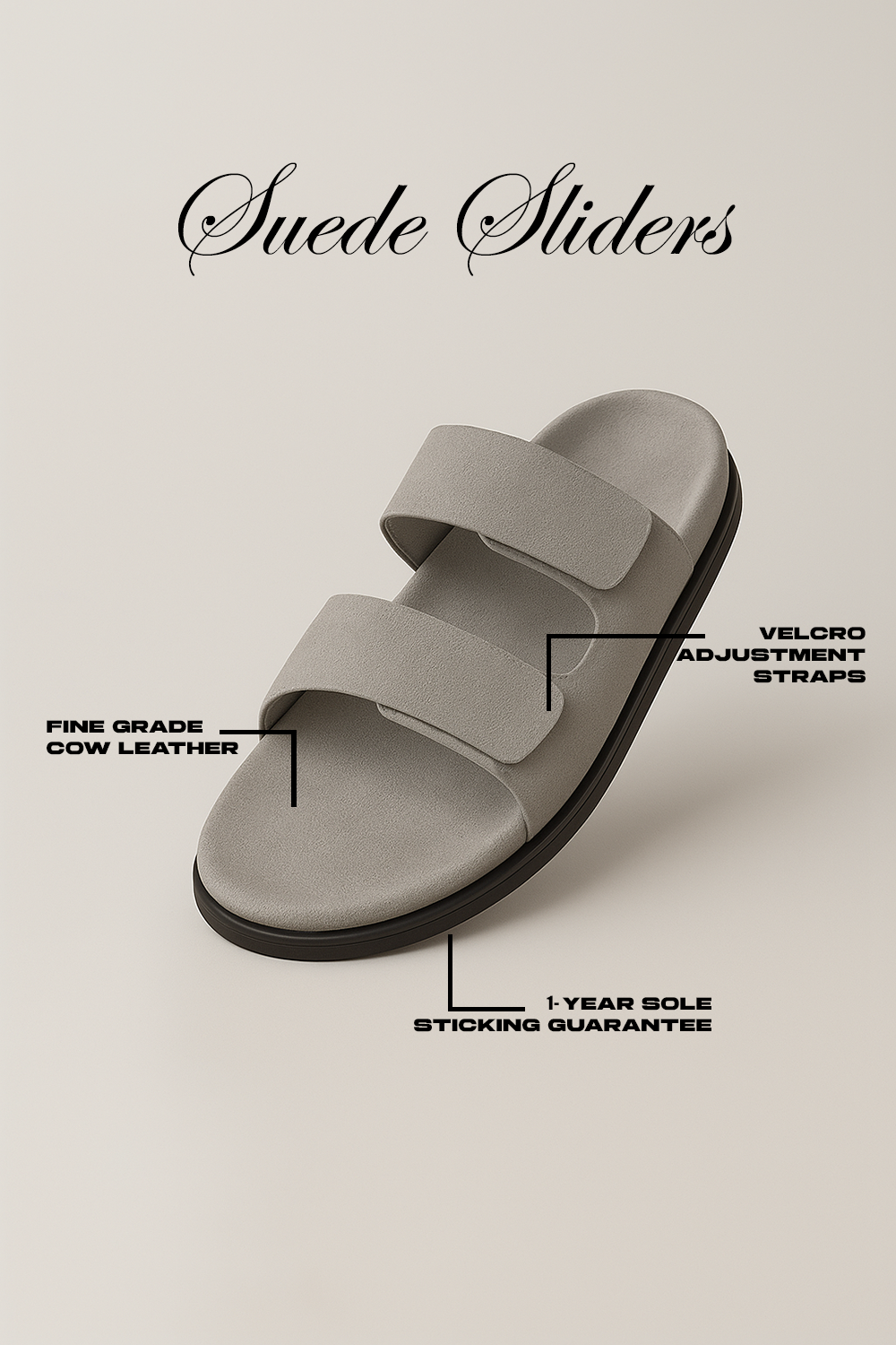 Grey Suede Slides