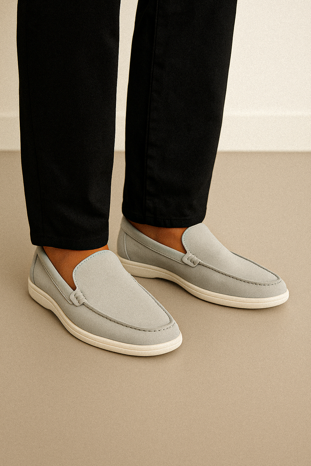 Grey Suede Loafers