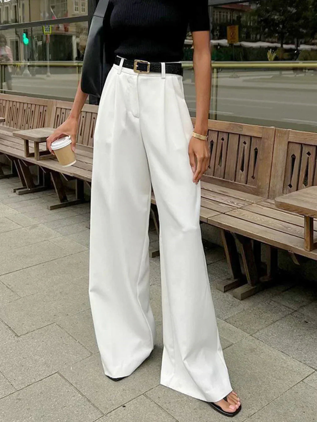 Amarzina White Wide-Leg Pants