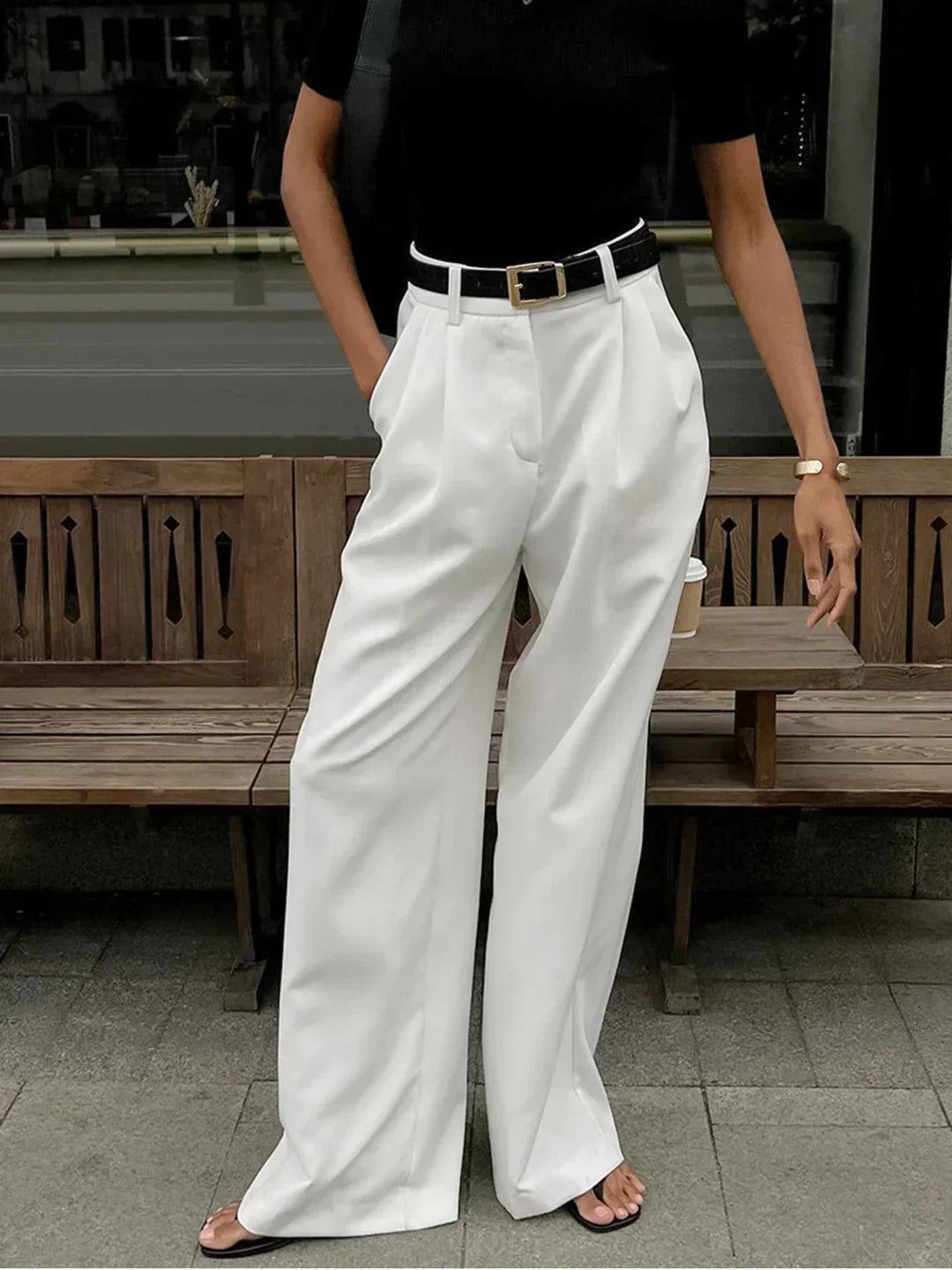 Amarzina White Wide-Leg Pants