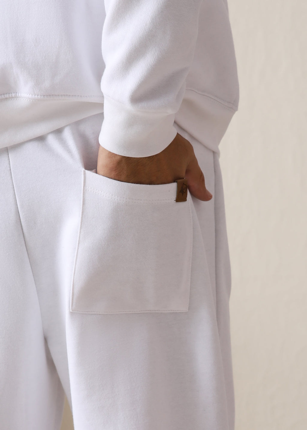 White Fleece Pleated Pants