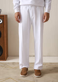 White Fleece Pleated Pants