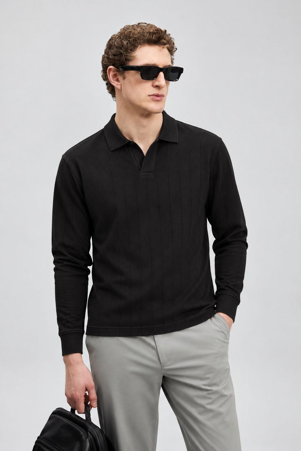 Drop Needle Black Polo