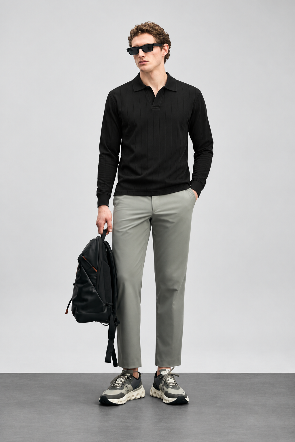 Drop Needle Black Polo