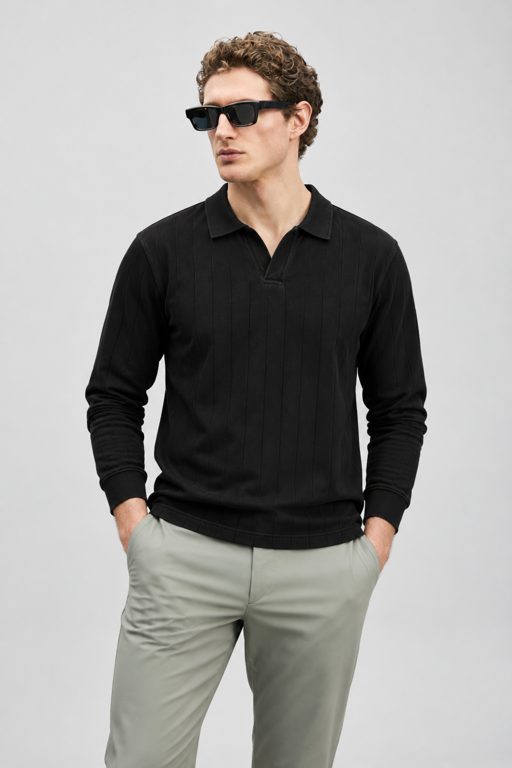 Drop Needle Black Polo
