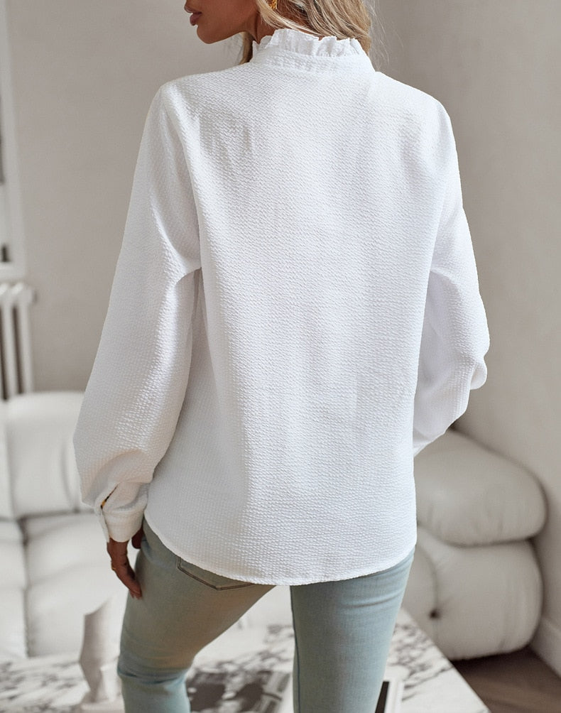 Ella Pleated Ruffle Blouse