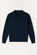Navy Johnny Collar Ribline Polo