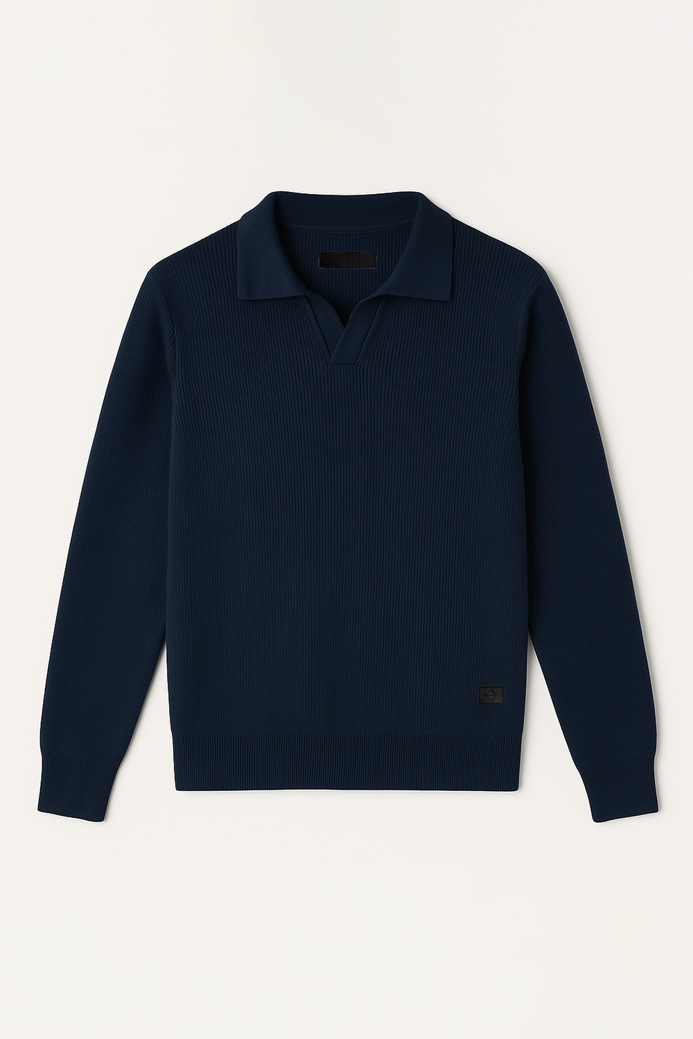 Navy Johnny Collar Ribline Polo