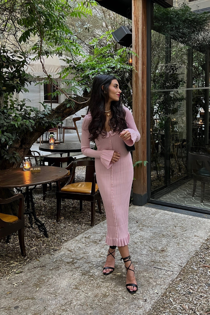 Divinale Long Sleeve Bodycon Ribbed Knit Sweater Maxi Dress