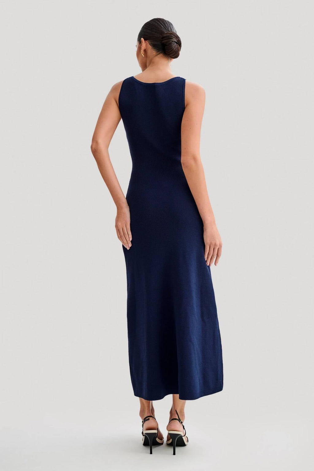 Apolline Sleeveless Bodycon Ribbed Knit Sweater Midi Dress