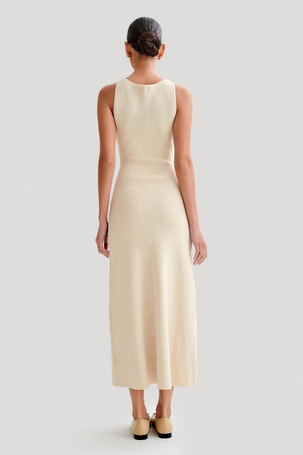 Apolline Sleeveless Bodycon Ribbed Knit Sweater Midi Dress