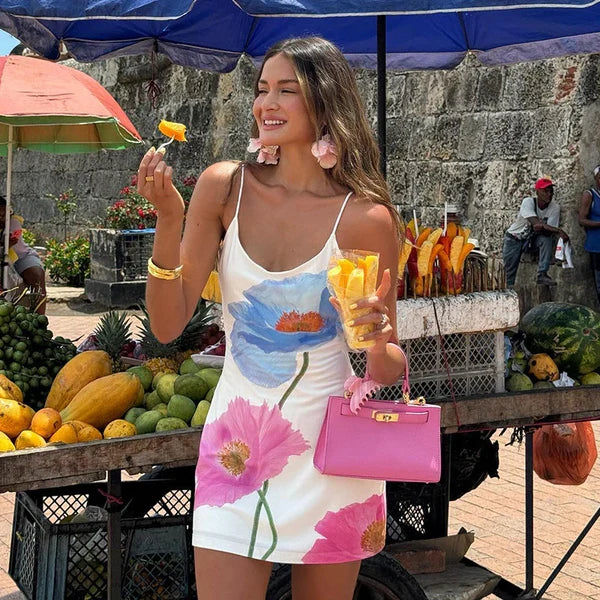 Belen Floral Print Summer Cocktail Mini Dress