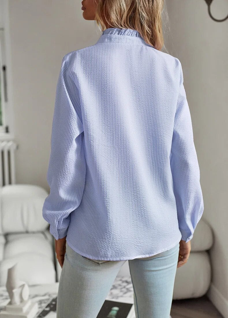 Ella Pleated Ruffle Blouse