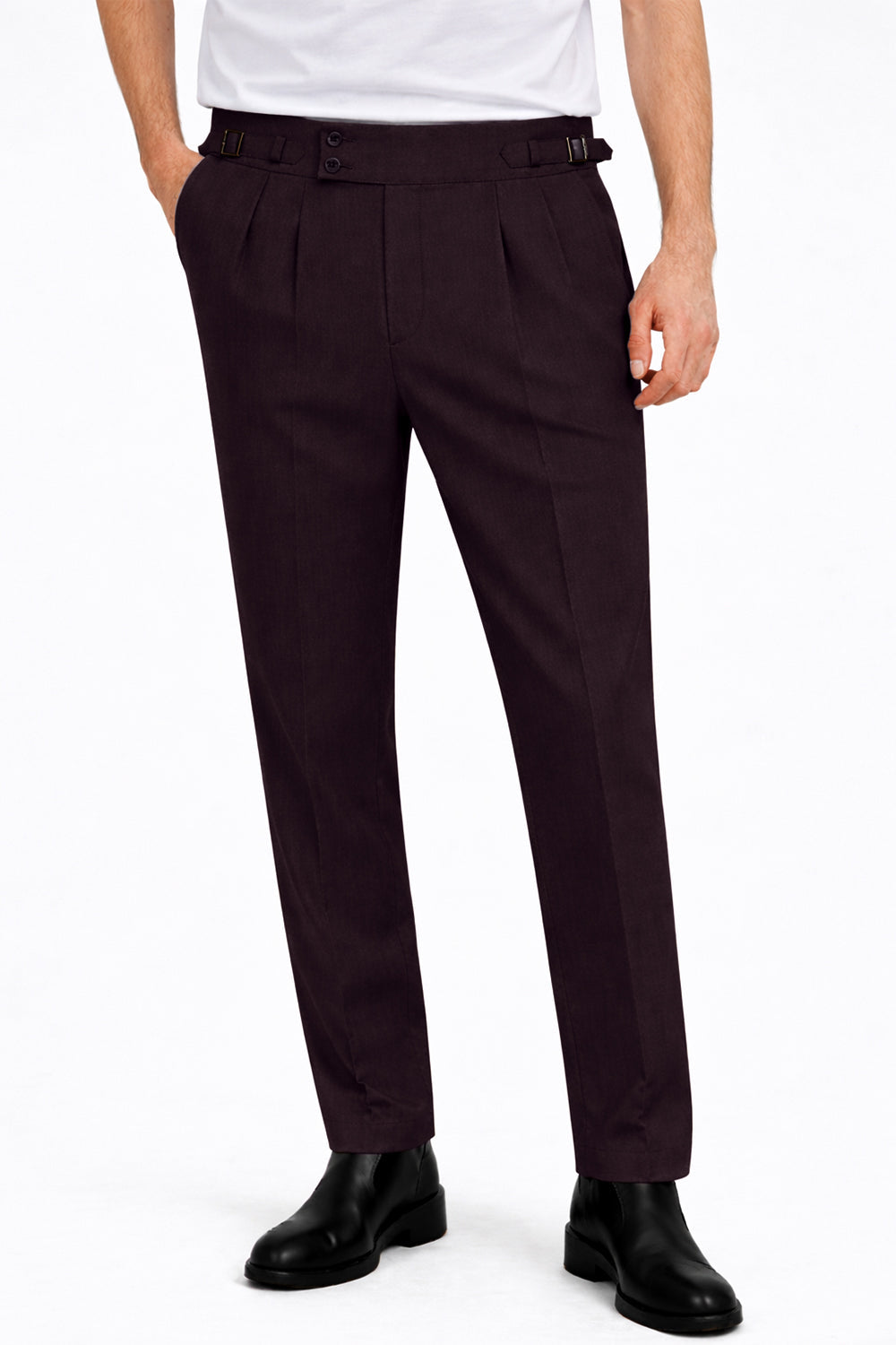 Walnut Brown Pleated Gurkha Pants
