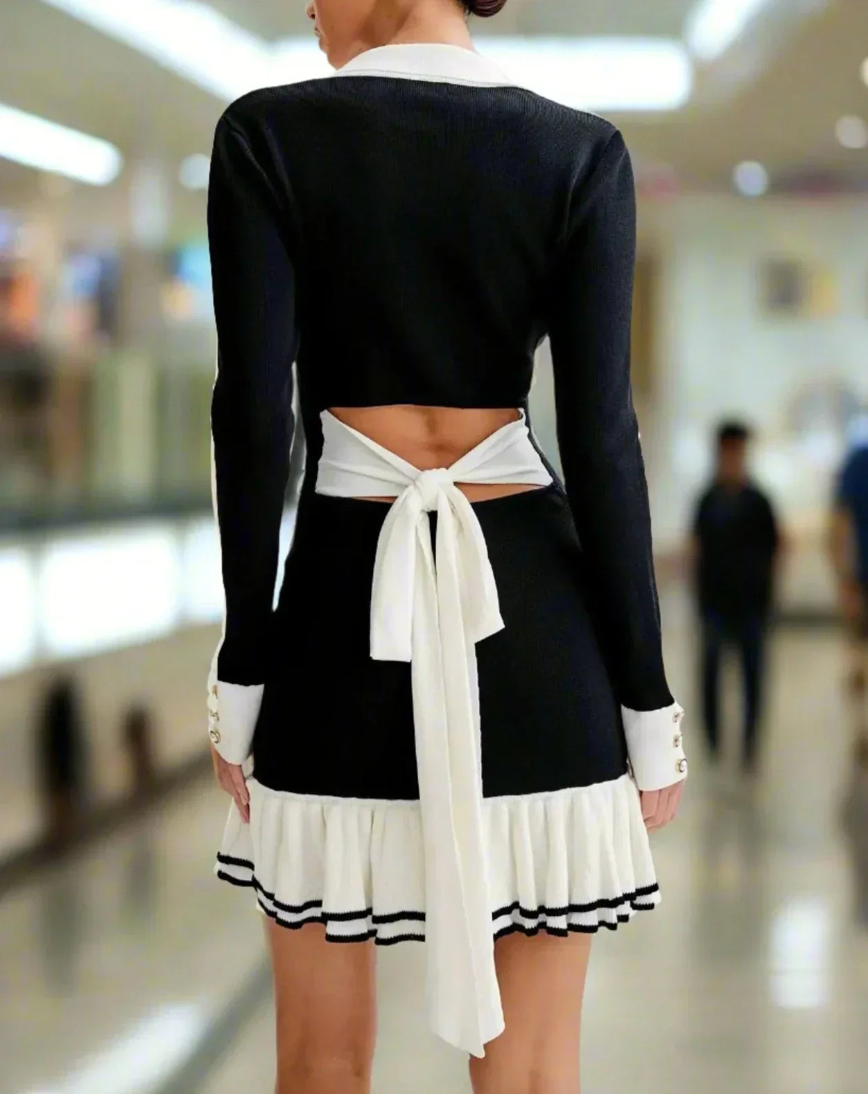 Aimee Ruffled Knit Mini Dress