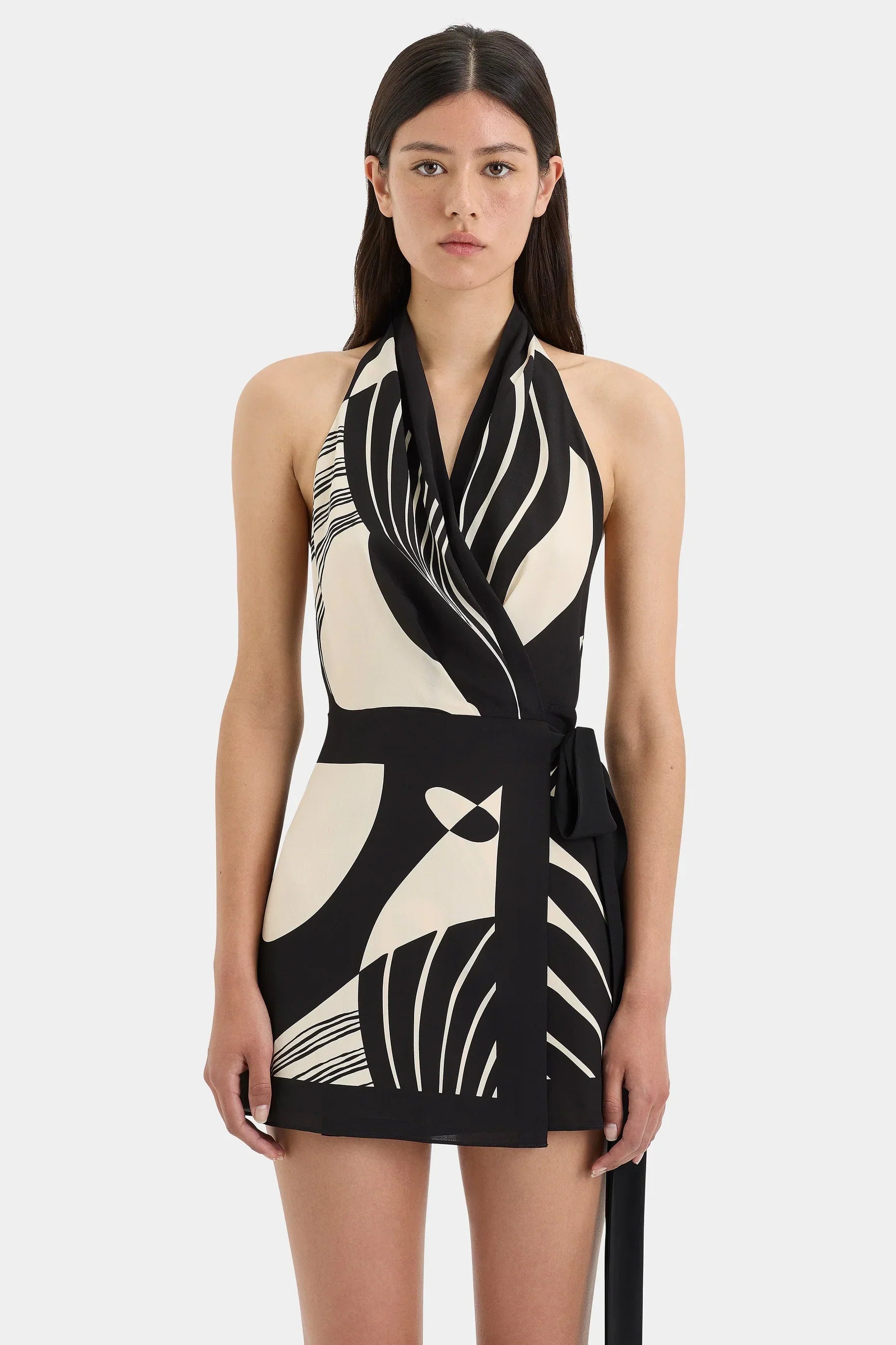 Amara Wrap Halter Mini Dress