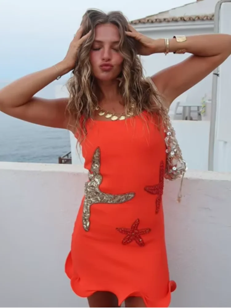 Astrid Starfish Embroidered Summer Mini Dress