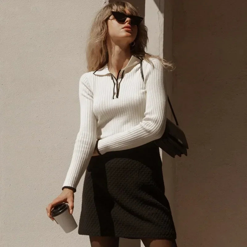 Santina Ribbed Zip Sweater