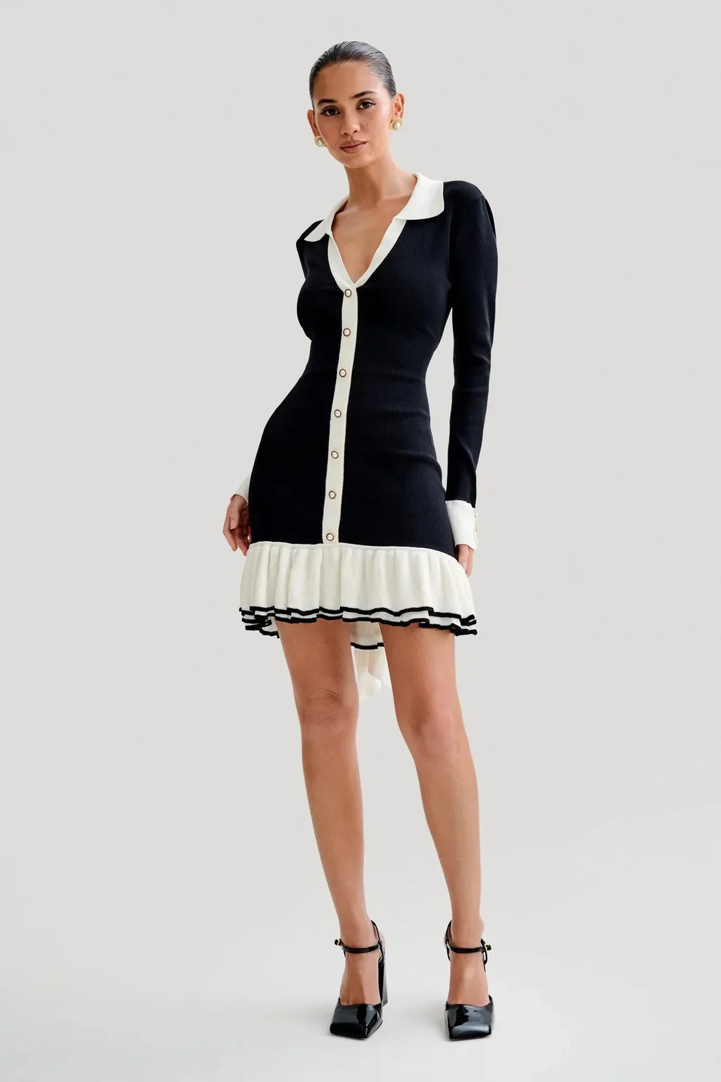 Aimee Ruffled Knit Mini Dress